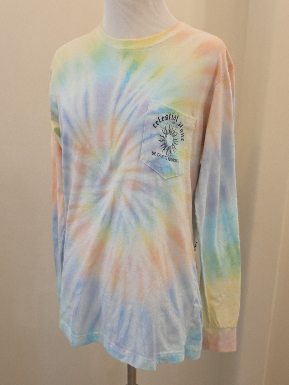 Dreamsicle Celestial Vibes Women's Pastel Tie-Dye Long Sleeve Tee